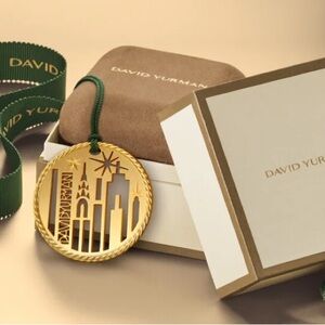 David Yurman Gold Pendant with Green Ribbon